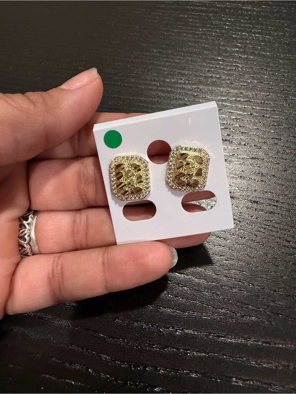 Gold-Tone Pavé Square Stud Earrings